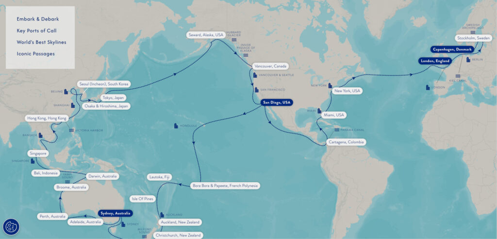 Karte Weltreise Azamara Quest